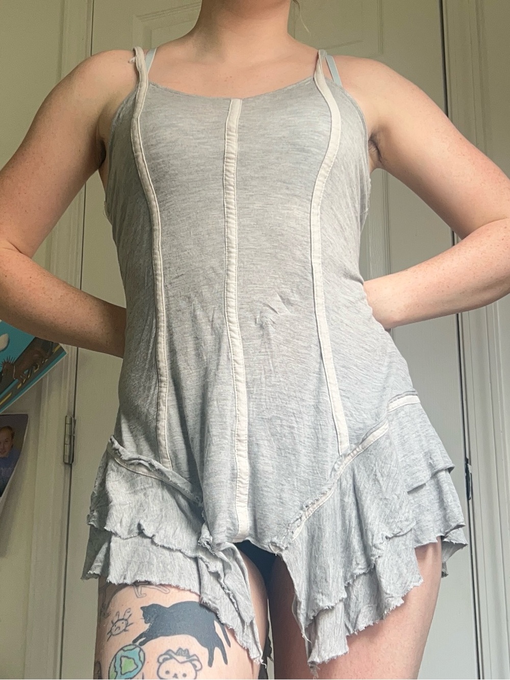 Jessica Simpson Light Gray Ruffled Mini Dress